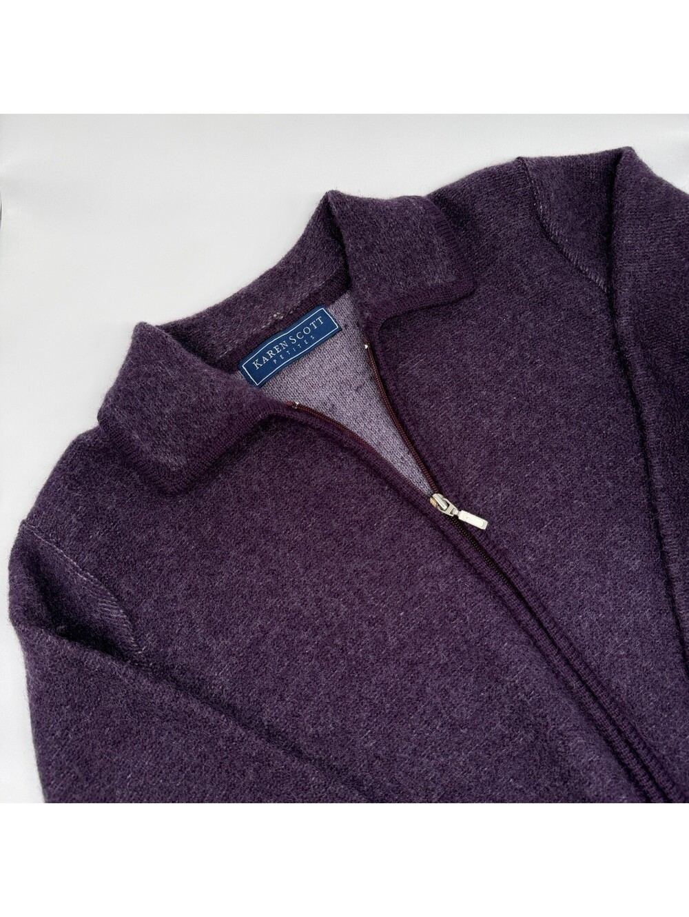 Karen Scott Petites 100% Wool Zip Sweater Petite S